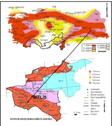 Şekil 2.2. Afet İşleri Gen. Müd. tarafından hazırlatılan (1996) ve yürürlükte olan resmi  deprem bölgeleri haritası 