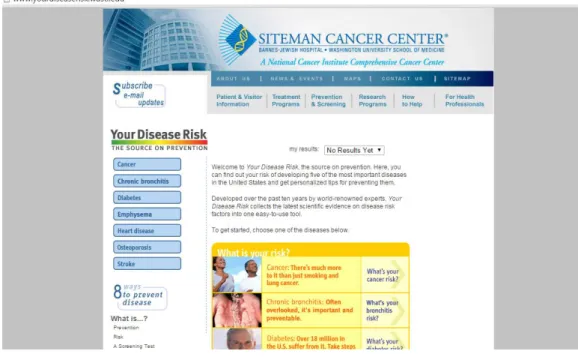 Şekil 3.3. Harvard Kanser Risk İndeksi Web Sitesi 