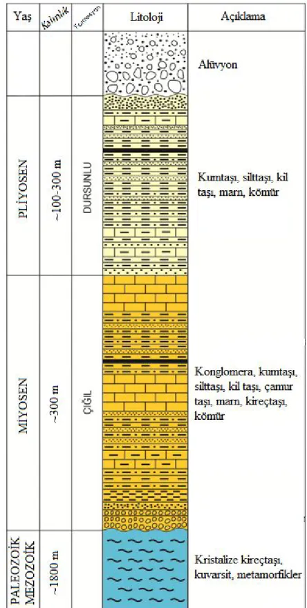 Şekil 2.5. İnceleme alanının genelleştirilmiş dikme kesiti (Altunsoy vd 2014). 