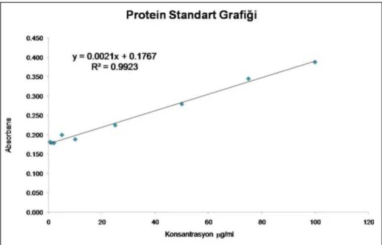 Şekil 3.1. Protein standart grafiği 