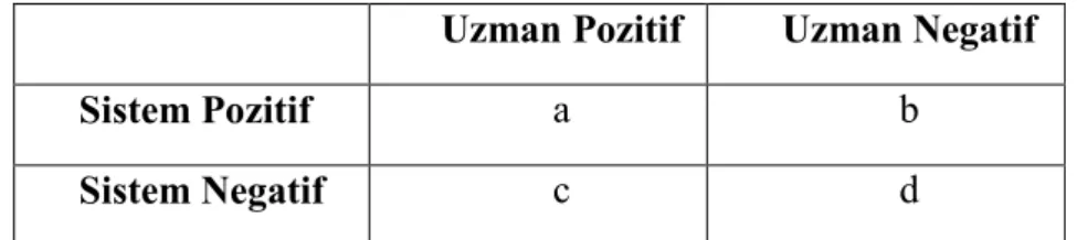 Tablo 3.2. Değerlendirme matrisi 