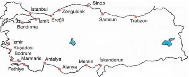 Şekil 2.1 Türkiye’nin Mevcut Limanları 