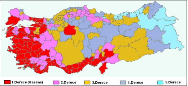 Şekil 2.7. Türkiye’nin orman yangınlarına karşı hassasiyet durumu 