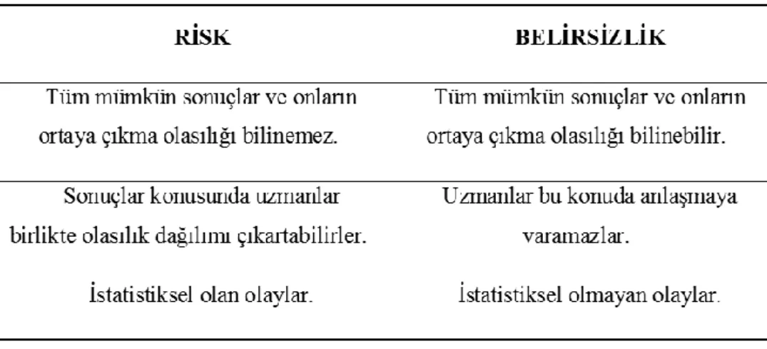 Çizelge 2.2. Risk ve belirsizlik 