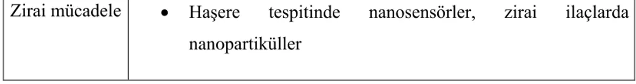 Şekil 8. Günümüzde nanoteknolojinin başlıca kullanım alanları (191)  [Şen’den (190)]. 