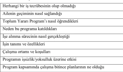 Tablo 4.1 Görüşme Temaları 