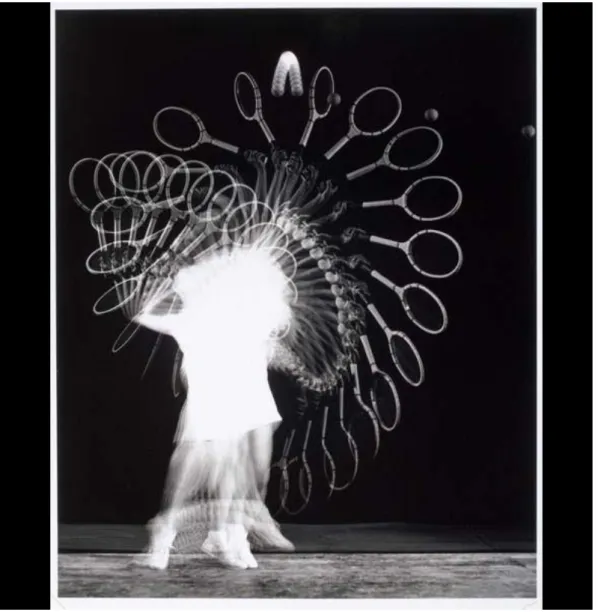 Figure 5. Harold Edgerton, Gussie Moran (Tennis), 1949