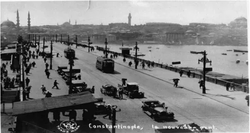 Figure 10. Vehicular and pedestrian traffic, tramway seen in the middle          (Evren, 131).