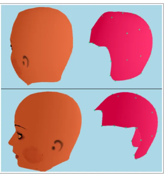 Figure 2.5: The head model and the Catmull-Rom patch structure representing it.