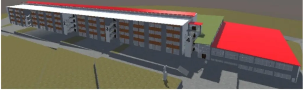Fig. 8 The building model used in evacuation simulations
