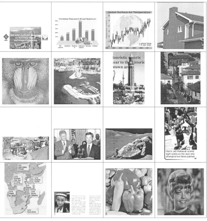 Fig. 15. Thumbnailed versions of 16 test images.