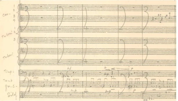 Figure	  3.9.	  Second	  Movement,	  mm.	  1-­‐5,	  Orchestral	  Draft. 	  