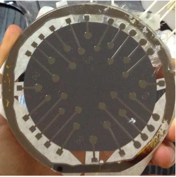 Figure 4.2: Front view of fabricated CMUT wafer that have 24 CMUT cells.