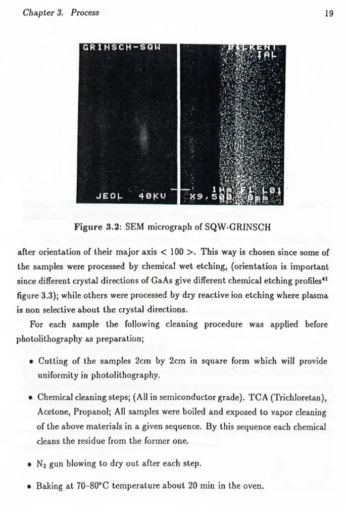 figure 3.3);  while others  were processed  by dry reactive ion  etching where plasma  is non  selective about  the  crystal  directions.