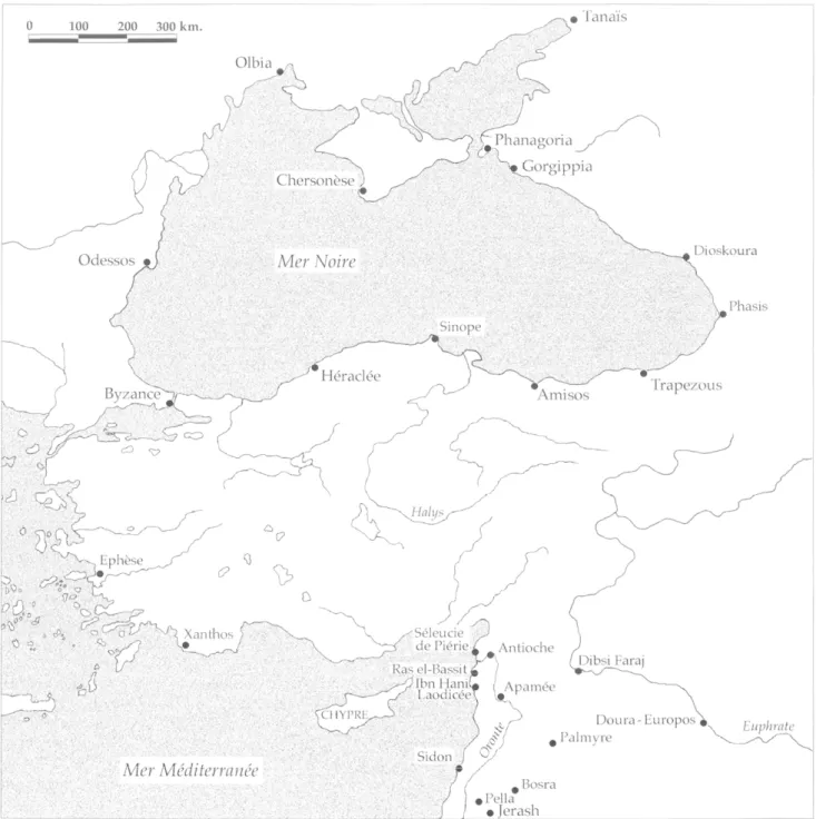 Fig.  1  :  Carte de la mer Noire et de la Méditerranée orientale (J.-F.  Bernard). 