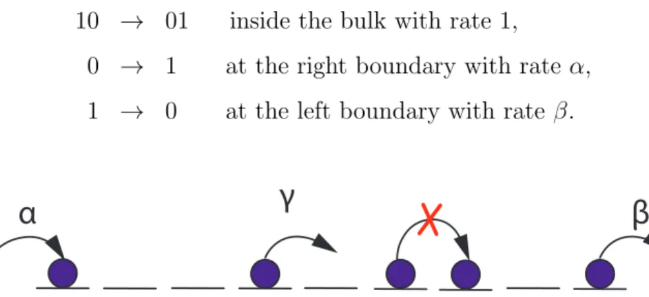 Figure 2.1: One species, open boundary TASEP model.