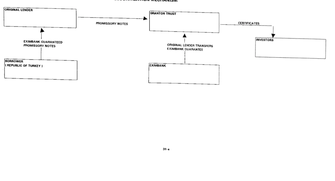 FIGURE  1 SECURITIZATION  MECHANISM ORIGINAL  LENDER ______________________________   ^ GRANTOR TRUST ---------------------------^ PROMISSORY NOTES EXIMBANK  GUARANTEED  PROMISSORY NOTES BORROWER  (  REPUBLIC  OF TURKEY  ) CERTIFICATES