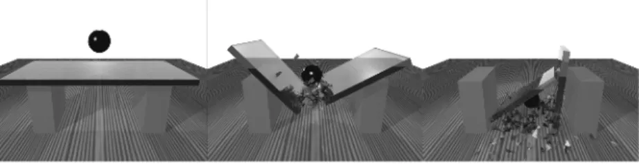 Fig. 4. Glass table breaking under the impact of a heavy ball