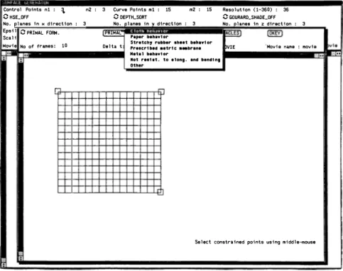 Fig. 3. Screen dump during the specification of the parameters for an animation. 
