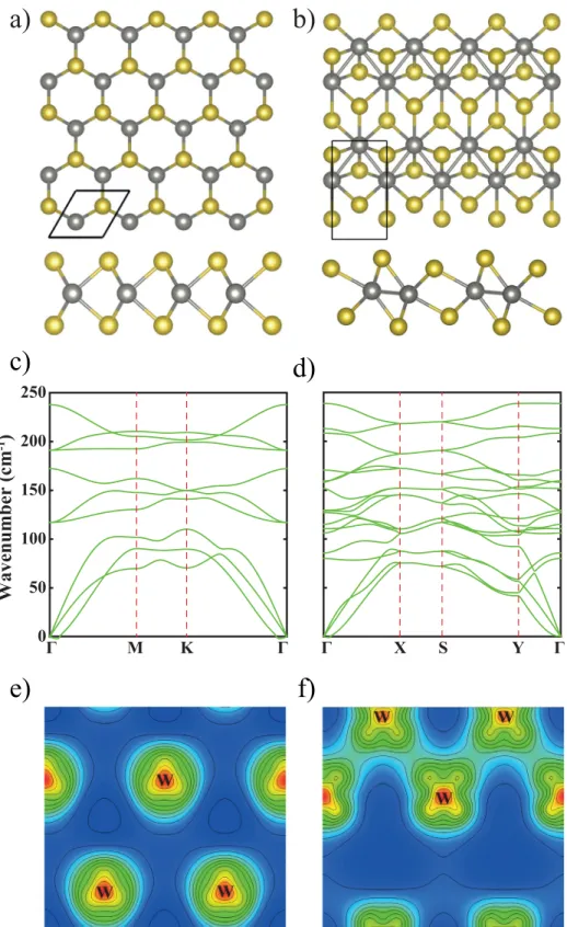 TABLE I. Calculated ground state properties of T d (rectangular cell) and H phases (hexagonal cell) of WTe 2 monolayer