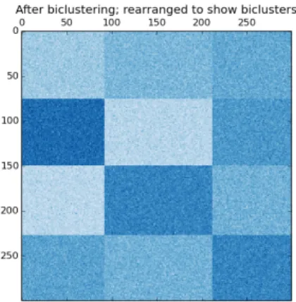 Figure 3.4: BiClustering example of rearranged biclusters that reveal a checker- checker-board structure