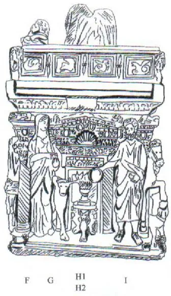 Fig. 28. Drawing of the right side of the Antakya Sarcophagus. 