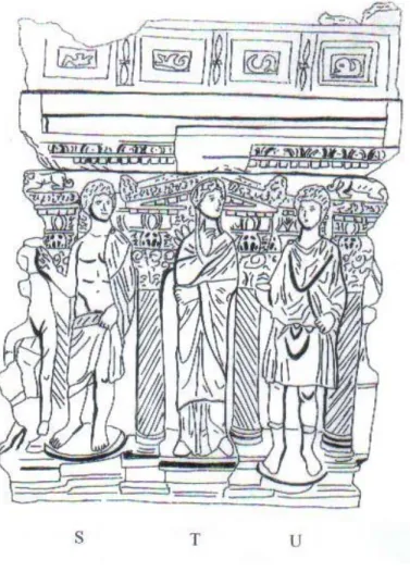 Fig. 32. Drawing of the left side of the Antakya Sarcophagus. 