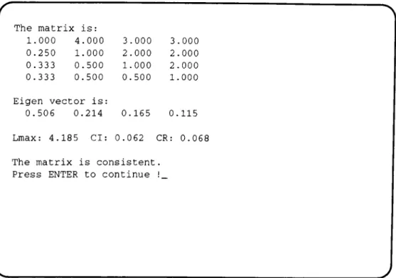 Fig. A.5. A consistent matrix, and its relevant values.