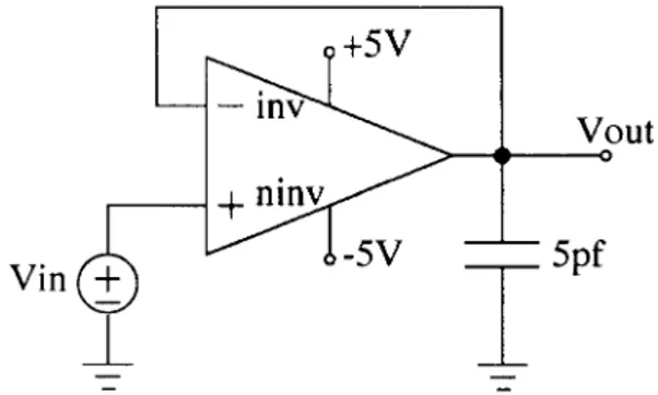 Figure 4. Opamp circuit with unity gain feedback.
