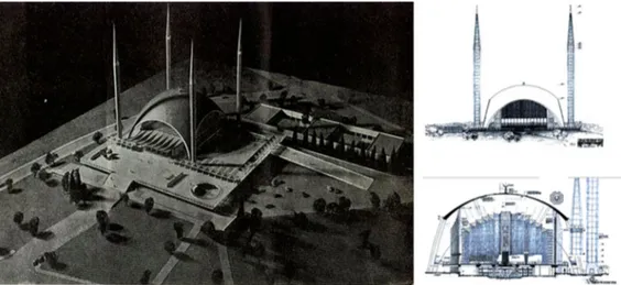 Figure 2. Unbuilt project for Kocatepe Mosque, designed by Vedat Dalokay (source, Vedat Dalokay Archive).