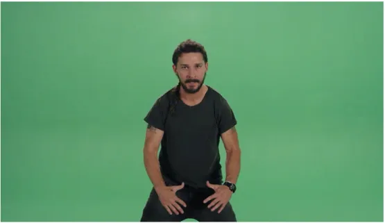 Figure 3. LaBeouf against the green screen in the raw footage of #INTRODUCTIONS