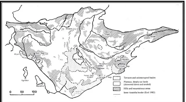 Fig 2.4  Vegetation map of Central Anatolia (from Ertuğ 1997)  Legends : 1 Potential area of primary Artemisia steppe 
