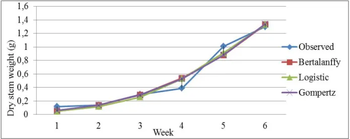 Fig 5: Dry stem weight  (g) for IFVE 3977-SEL 2802  cultivar.