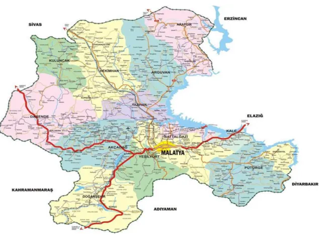 Şekil 3.1. Malatya İl Haritası 