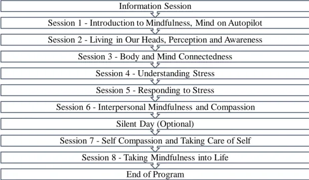 Figure 3.2.  8 Weeks Modified Mindfulness Based Stress Reduction Program   Curriculum 