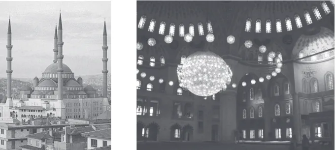 Figure 1. Interior and exterior views from Kocatepe Mosque, Ankara.