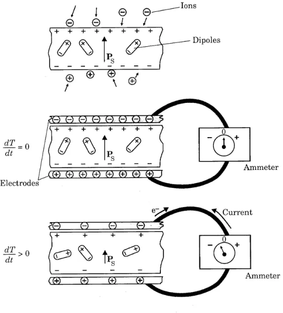 Figure 1.2: Schematic representation of pyroelectric detectors working principle [10]