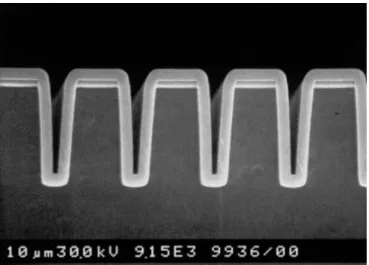 Figure 2.1: Cross-sectional SEM image of 300 nm Al 2 O 3 film on a Si wafer with a trench structure