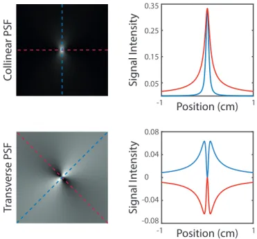 Figure 2.4: Collinear and transverse components of the PSF for G = 3 T/m/µ 0 ..