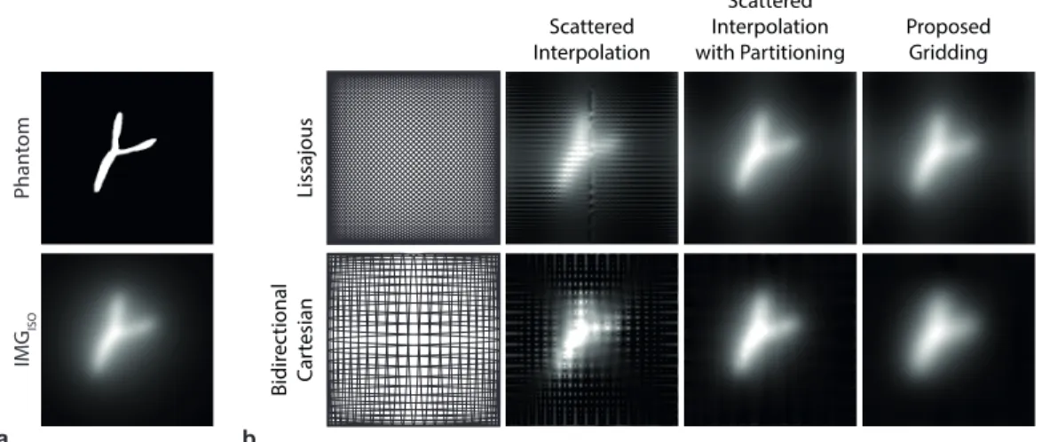 Figure 5.1: Reconstruction results for the Lissajous and bidirectional Cartesian trajectories