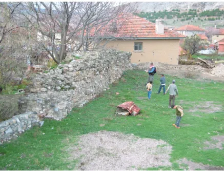 Fig 2. Inner face of the probable Roman fort wall at Işıklı showing its  coursed rubble construction (photograph courtesy of B