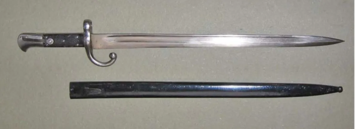 Fig. 14. A shortened Peabody-Martini yataghan with a steel  scabbard (photograph courtesy of Mick Hibberd).