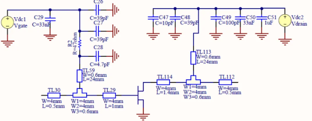 Figure 3.6: Biasing of the RF Power Transistor