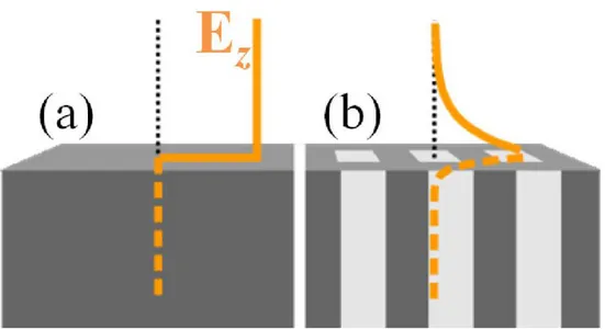 Figure  2.2:  Schematic  representation  of  electric  fields  associated  with  a  mode  propagating along the surface of a metal