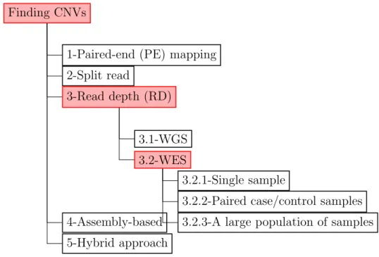 Figure 3.4: Classification of CNV detection methods