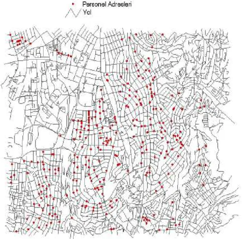 Şekil 1. Çalışmada Kullanılan Sayısal Ankara Haritasından Bir Kısım