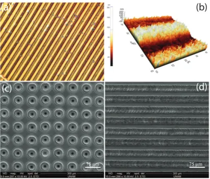 Figure 2.6: Various examples of surface modifications created by femto- and picosecond fiber lasers