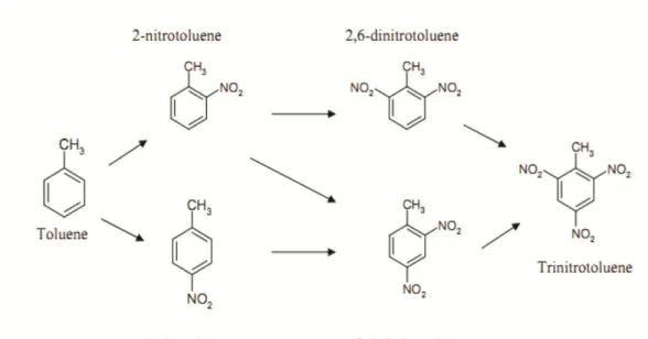 Figure 2. 3. Synthesis of TNT [16] 