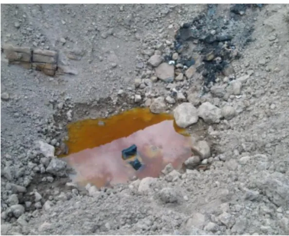 Figure 2. 5. Pink water appearance in TNT manufacturing and mine explosion  sites, Elmadag, Turkey 