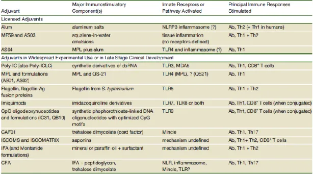 Table 1-2 Characteristics of the ideal adjuvants (taken from ref.[49]) 